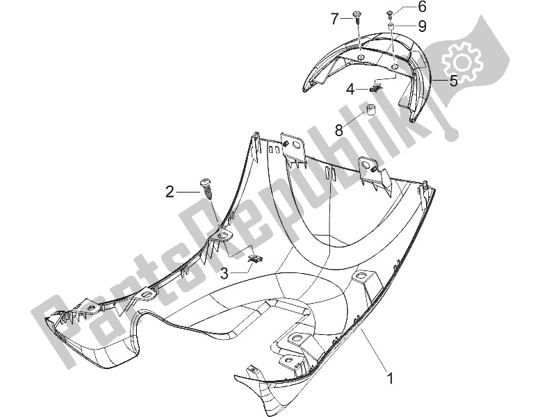 All parts for the Side Cover - Spoiler of the Piaggio ZIP 100 4T Vietnam 2011