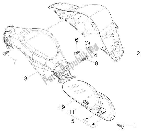 Toutes les pièces pour le Compteur De Vitesse Kms.-couvre Guidon du Piaggio FLY 150 4T 2009