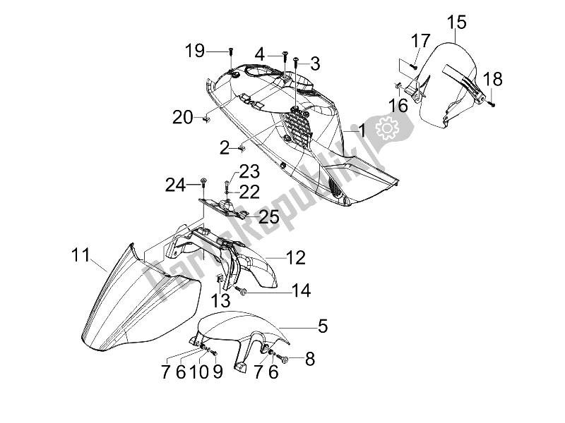 Toutes les pièces pour le Logement De Roue - Garde-boue du Piaggio X7 300 IE Euro 3 2009