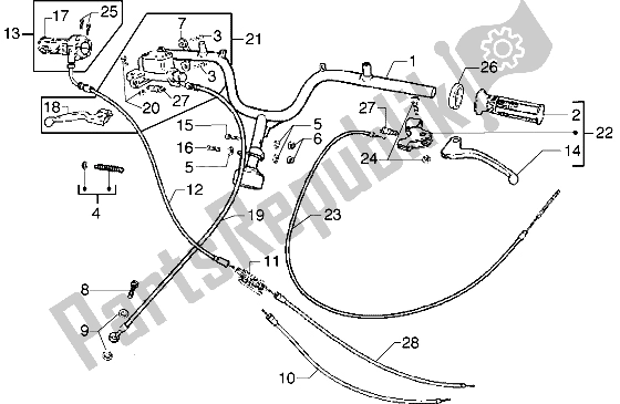 All parts for the Handlebars Component Parts-transmissions of the Piaggio Diesis 50 2004