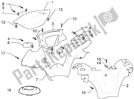 All parts for the Handlebars Covers of the Piaggio X9 125 2000