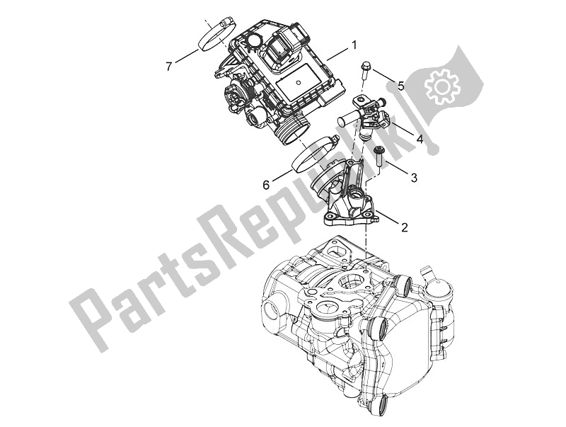 Alle onderdelen voor de Gasklephuis - Injector - Verbindingspijp van de Piaggio MP3 300 Yourban ERL 2011