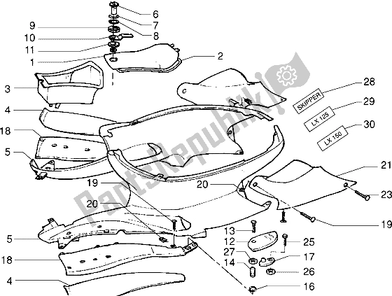 Tutte le parti per il Coperture Laterali del Piaggio Skipper 125 1998