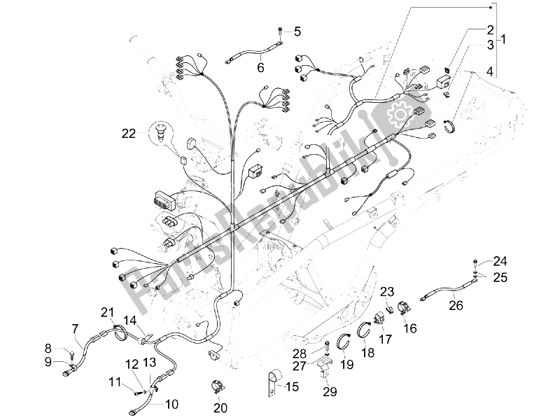 Toutes les pièces pour le Faisceau De Câbles Principal du Piaggio MP3 250 IE MIC 2008