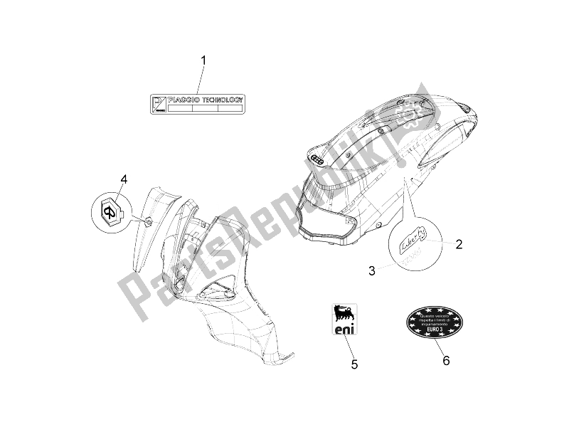 Tutte le parti per il Piatti - Emblemi del Piaggio Liberty 150 4T 3V IE LEM Vietnam 2014