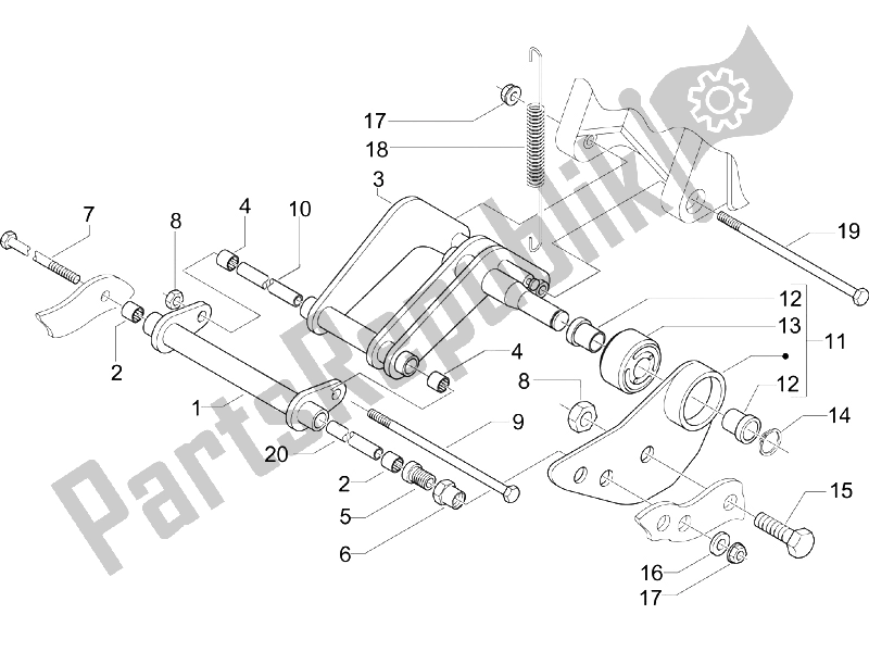 Tutte le parti per il Braccio Oscillante del Piaggio X9 250 Evolution 2006