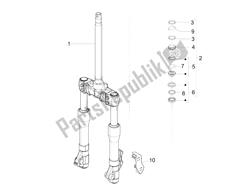 Todas las partes para Forcella / Tubo Sterzo - Gruppo Ralle de Piaggio X EVO 125 Euro 3 UK 2007