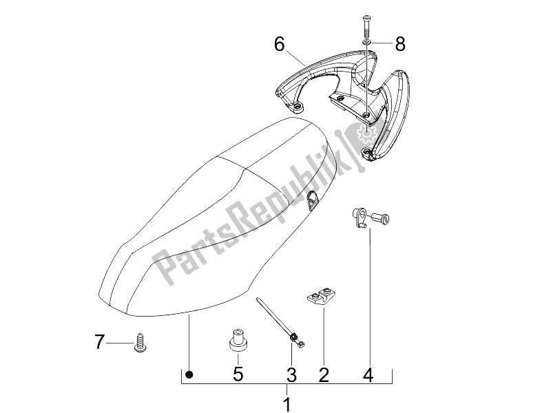 Toutes les pièces pour le Selle / Sièges (2) du Piaggio FLY 50 4T USA 2007