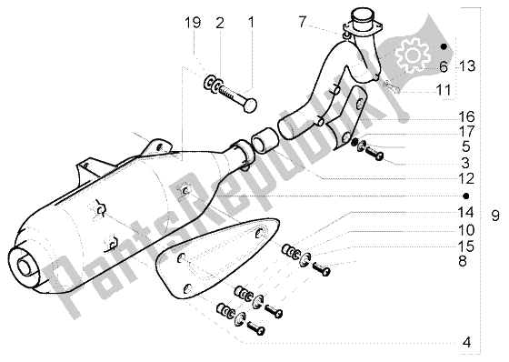 All parts for the Silencer of the Piaggio Beverly 250 RST 2004