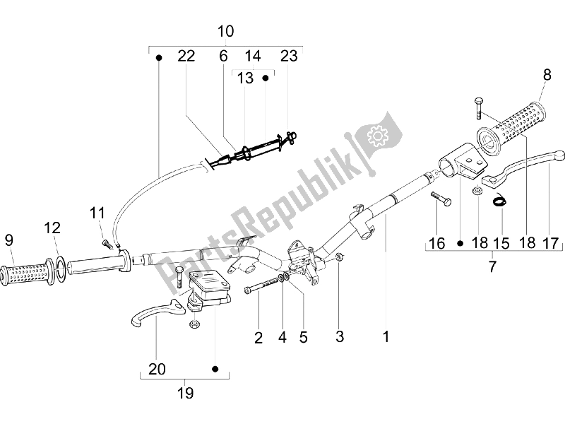 Tutte le parti per il Manubrio - Master Cil. Del Piaggio Liberty 50 4T Sport 2006