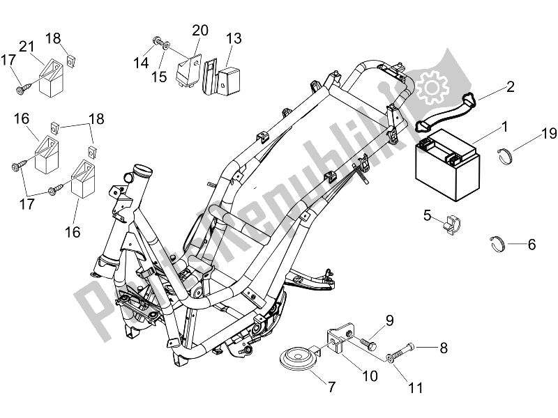 All parts for the Remote Control Switches - Battery - Horn of the Piaggio Beverly 125 Sport E3 2007