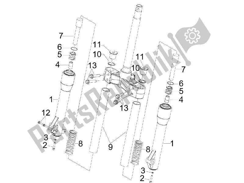 All parts for the Fork's Components (mvp) of the Piaggio BV 250 USA 2006