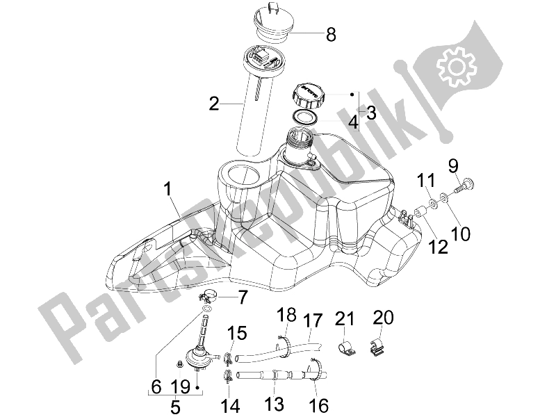 Todas las partes para Depósito De Combustible de Piaggio FLY 100 4T 2008