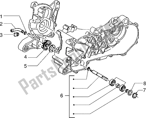 All parts for the Water Pump of the Piaggio ZIP SP 50 1996