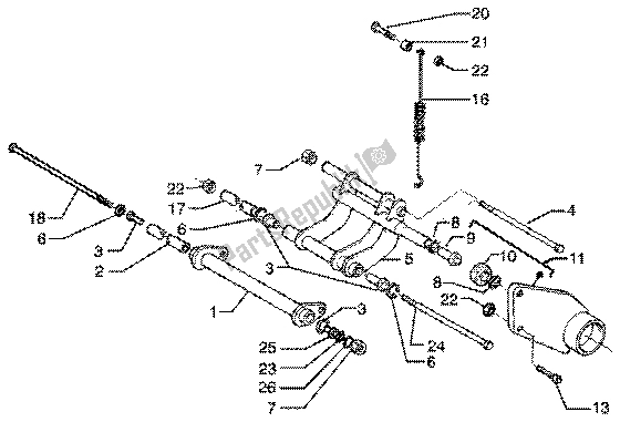 Toutes les pièces pour le Bras Oscillant du Piaggio X9 180 Amalfi 2002