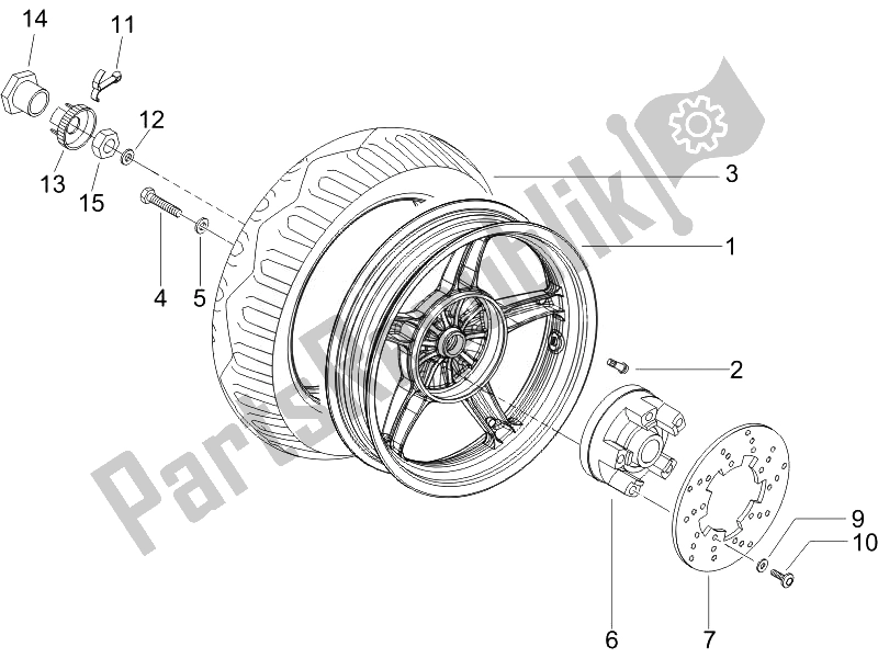 All parts for the Rear Wheel of the Piaggio NRG Power Pure JET 50 2007