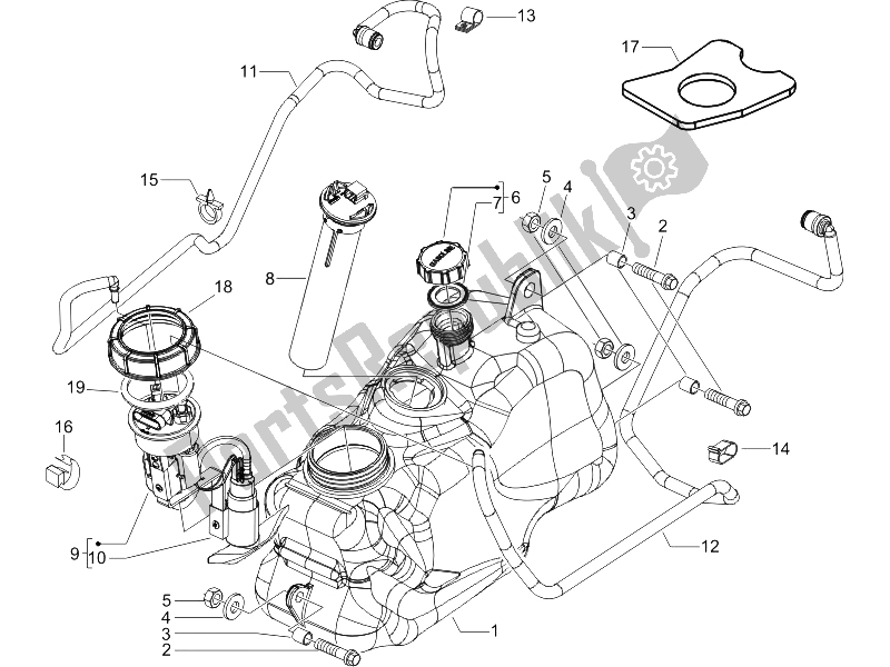 Tutte le parti per il Serbatoio Di Carburante del Piaggio X8 250 IE 2005