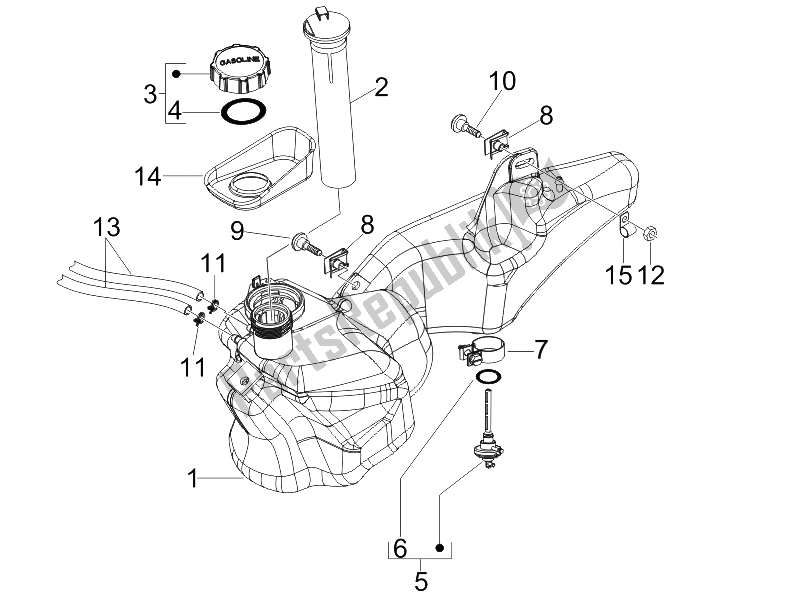 Toutes les pièces pour le Réservoir D'essence du Piaggio Liberty 150 4T E3 2008