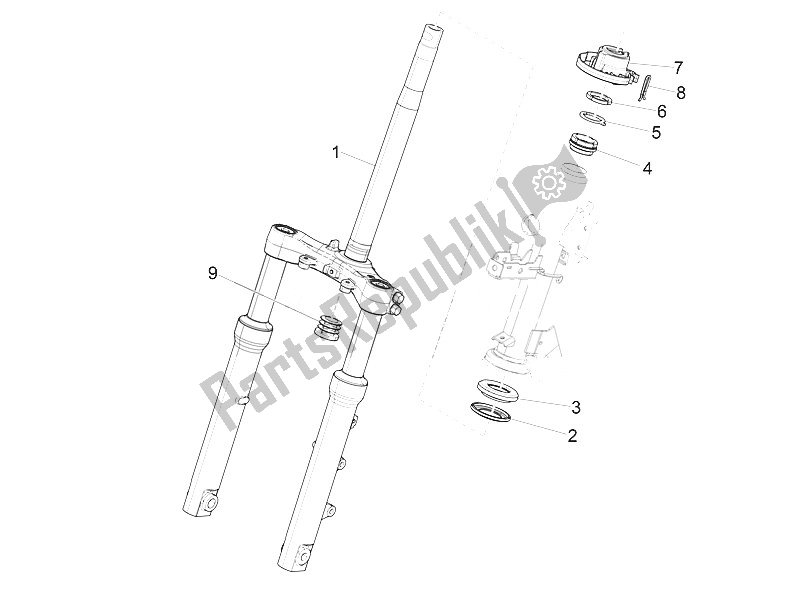 Todas las partes para Horquilla / Tubo De Dirección - Unidad De Rodamiento De Dirección de Piaggio Medley 150 4T IE ABS EU 2016