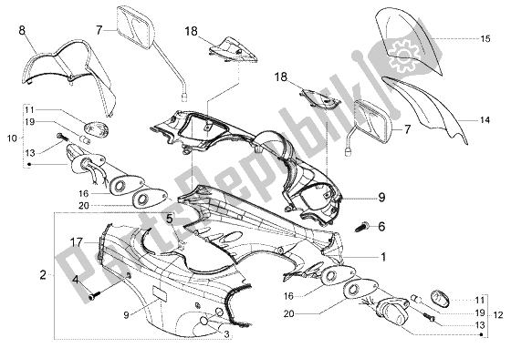 Toutes les pièces pour le Revêtements De Guidon du Piaggio BV 200 U S A 2005