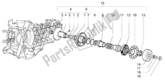 All parts for the Driven Pulley of the Piaggio X9 125 Evolution 2006