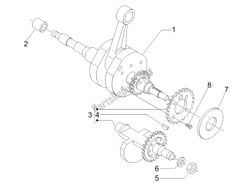 All parts for the Crankshaft of the Piaggio BV 500 Tourer USA 2008