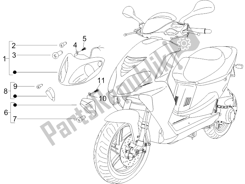 Tutte le parti per il Fari Anteriori - Indicatori Di Direzione del Piaggio NRG Power DT 50 2006