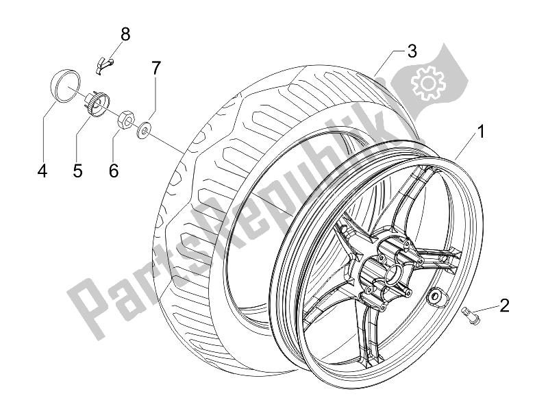 Toutes les pièces pour le Roue Arrière du Piaggio FLY 50 4T USA 2007