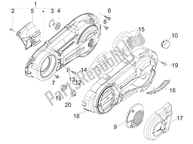 Toutes les pièces pour le Couvercle De Carter - Refroidissement Du Carter du Piaggio MP3 400 RL Touring 2011