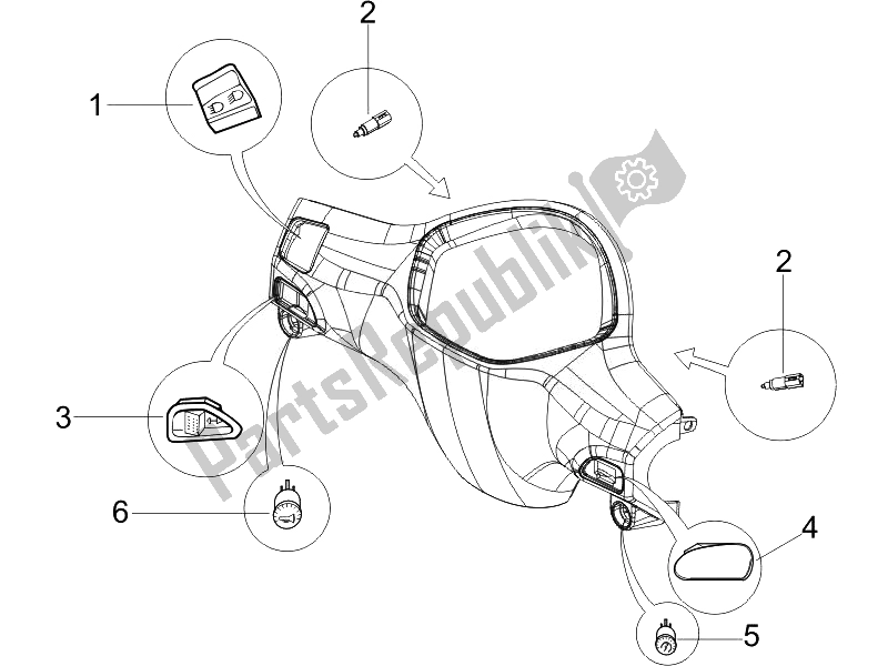 Toutes les pièces pour le Sélecteurs - Interrupteurs - Boutons du Piaggio Liberty 50 4T PTT D 2007