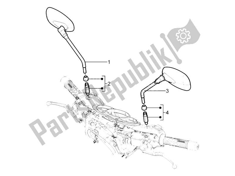 Todas las partes para Espejo / S De Conducción de Piaggio BV 350 4T 4V IE E3 USA CA 2012