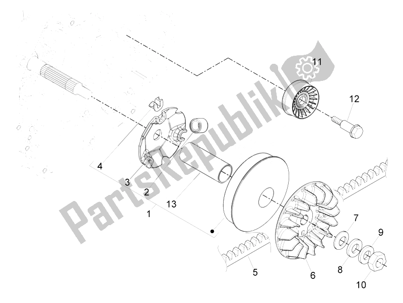 Todas las partes para Polea Motriz de Piaggio MP3 300 4T 4V IE ERL Ibrido 2010