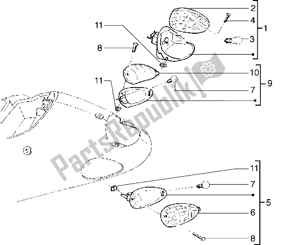 All parts for the Rear Tail Lamp of the Piaggio Liberty 50 2T 1997