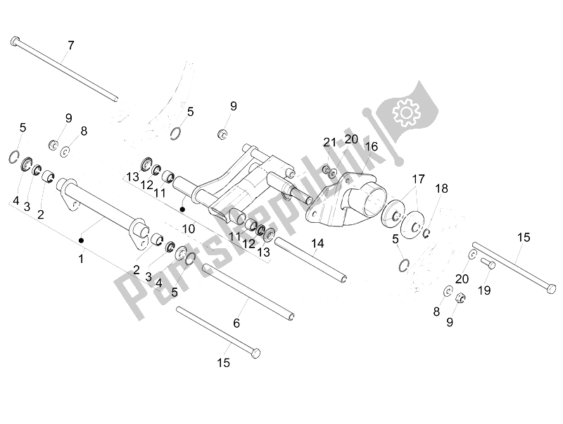 Alle onderdelen voor de Zwaaiende Arm van de Piaggio Liberty 150 Iget 4T 3V IE ABS EU 2015