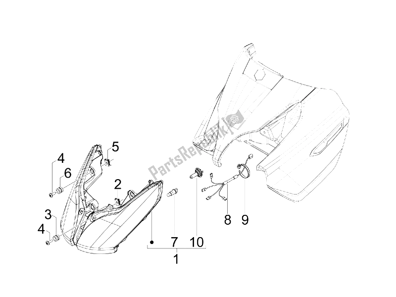 Toutes les pièces pour le Phares Avant - Clignotants du Piaggio X7 125 IE Euro 3 2009