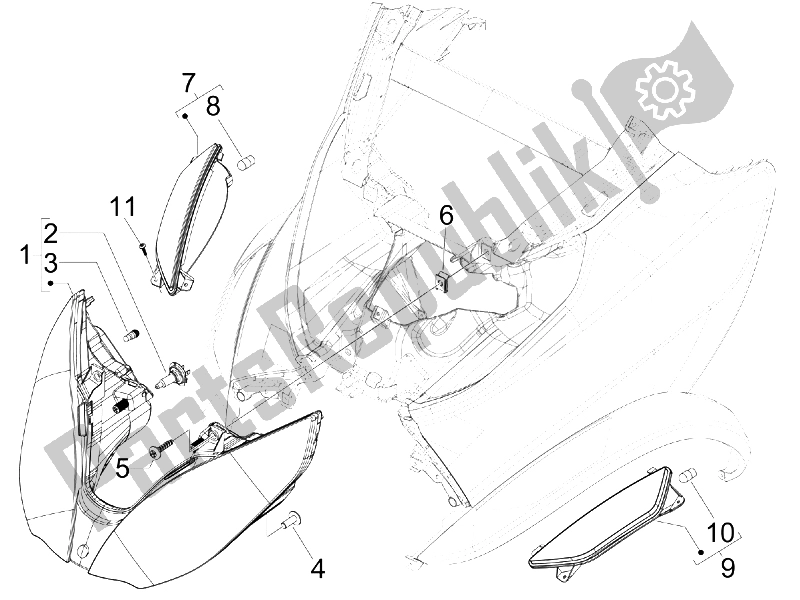 All parts for the Front Headlamps - Turn Signal Lamps of the Piaggio MP3 250 IE MIC 2008