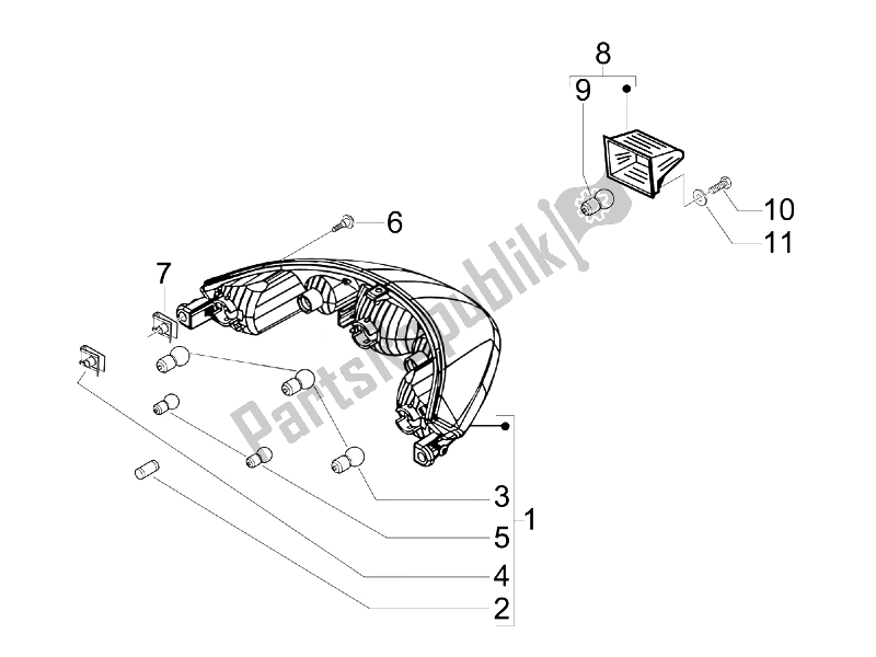 Toutes les pièces pour le Phares Arrière - Clignotants du Piaggio Beverly 250 Tourer E3 2007