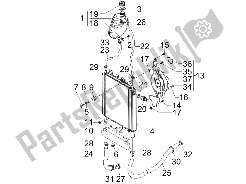 Todas las partes para Sistema De Refrigeración de Piaggio Beverly 125 E3 2007