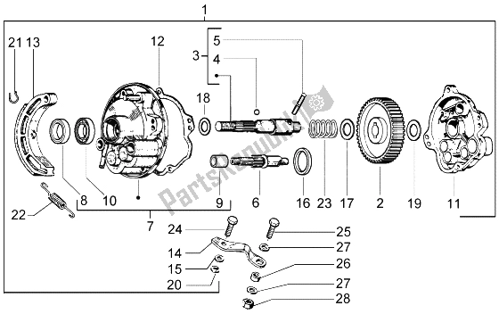 All parts for the Rear Hub of the Piaggio Ciao 50 2002