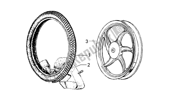 All parts for the Alloy Rear Wheel of the Piaggio Ciao 50 1996