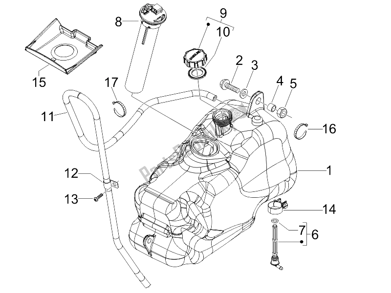 Alle onderdelen voor de Benzinetank van de Piaggio X7 125 Euro 3 2008