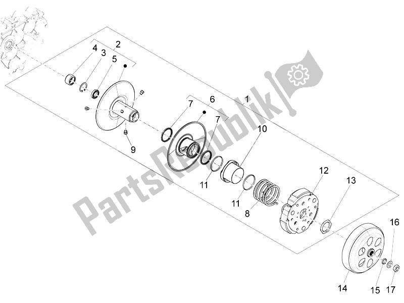 Tutte le parti per il Puleggia Condotta del Piaggio Liberty 125 4T 3V IE E3 Vietnam 2014
