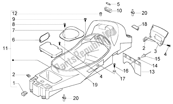 Toutes les pièces pour le Cas-casque du Piaggio X8 200 2004