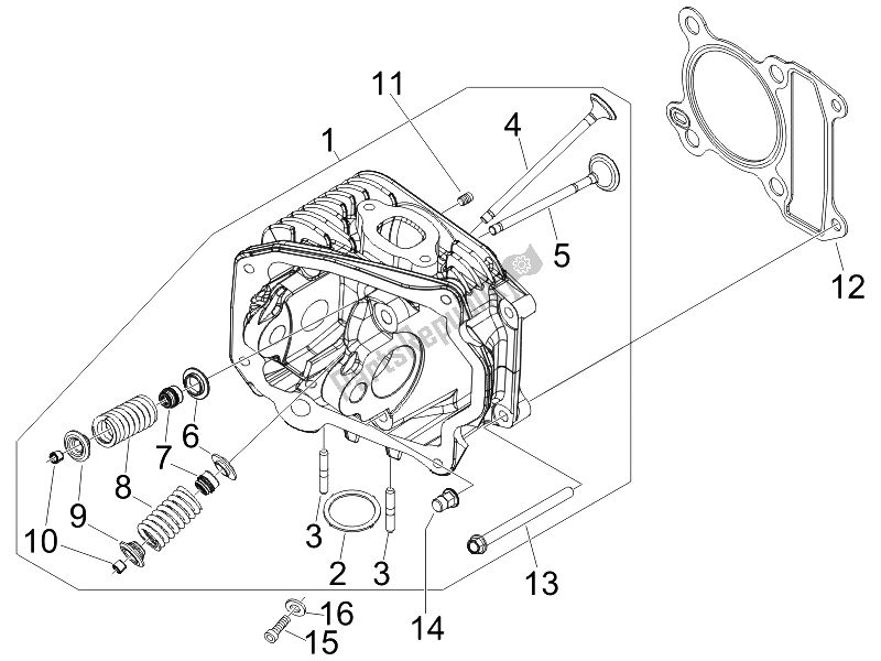 All parts for the Head Unit - Valve of the Piaggio Liberty 50 4T Delivery 2010