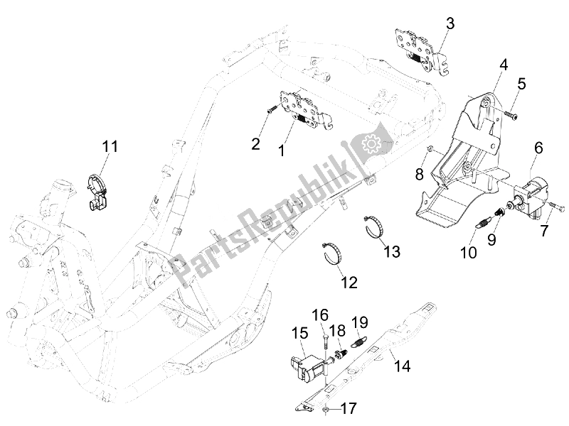 Todas las partes para Cerraduras de Piaggio MP3 300 4T 4V IE ERL Ibrido 2010