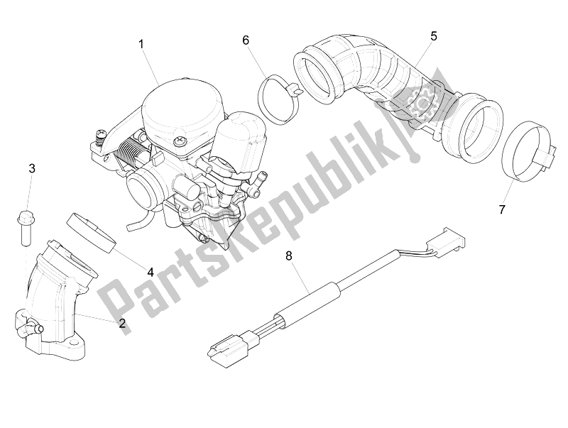 All parts for the Carburettor, Assembly - Union Pipe of the Piaggio Liberty 50 4T Delivery 2010