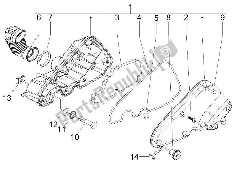 Toutes les pièces pour le Filtre à Air du Piaggio FLY 50 4T 2006