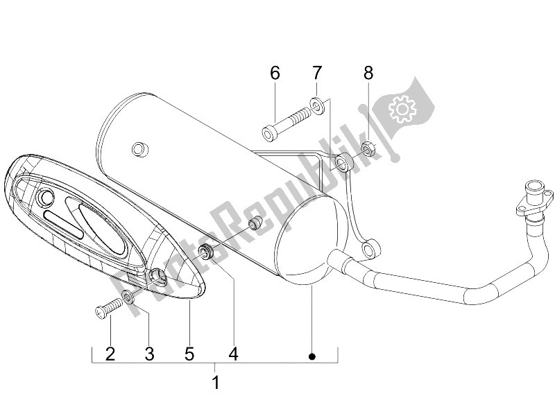 Todas as partes de Silenciador do Piaggio FLY 50 4T 25 30 KMH 2008