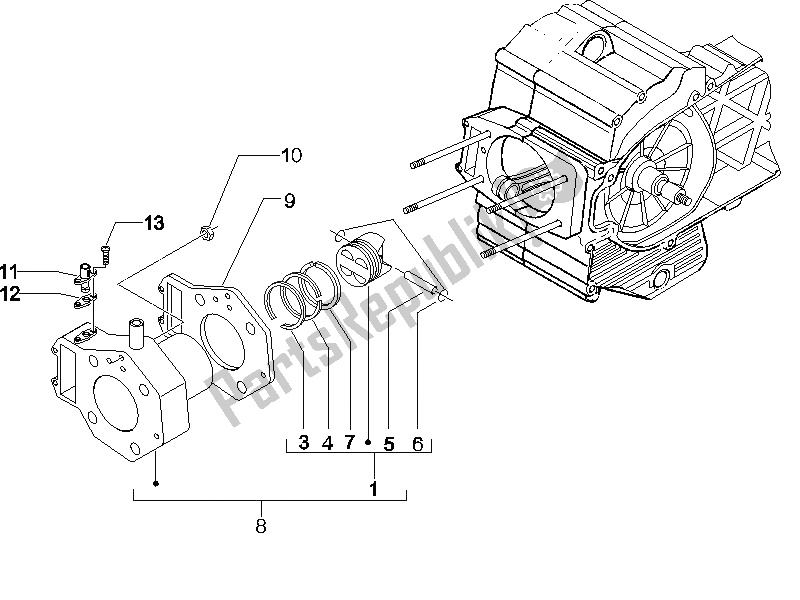 Toutes les pièces pour le Unité Cylindre-piston-axe De Poignet du Piaggio Beverly 500 2005