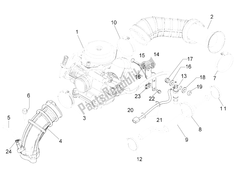 Toutes les pièces pour le Carburateur, Montage - Tuyau Union du Piaggio Typhoon 50 4T 4V E2 USA 2012